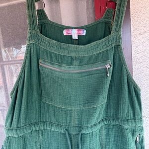Urban Outfitters Forest Green Linen Overalls